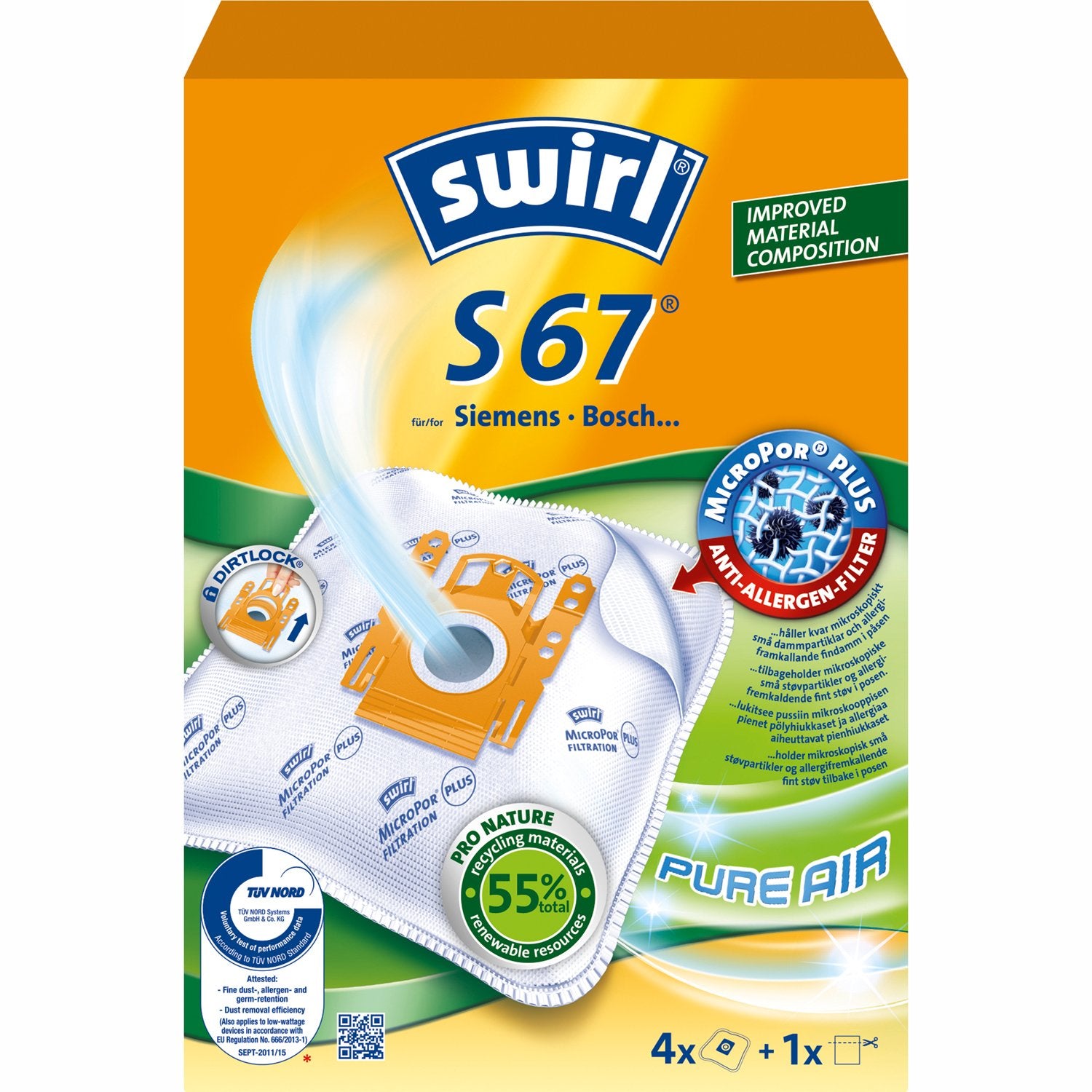 Swirl Dammsugarpåsar S67 OBS 3X4ST