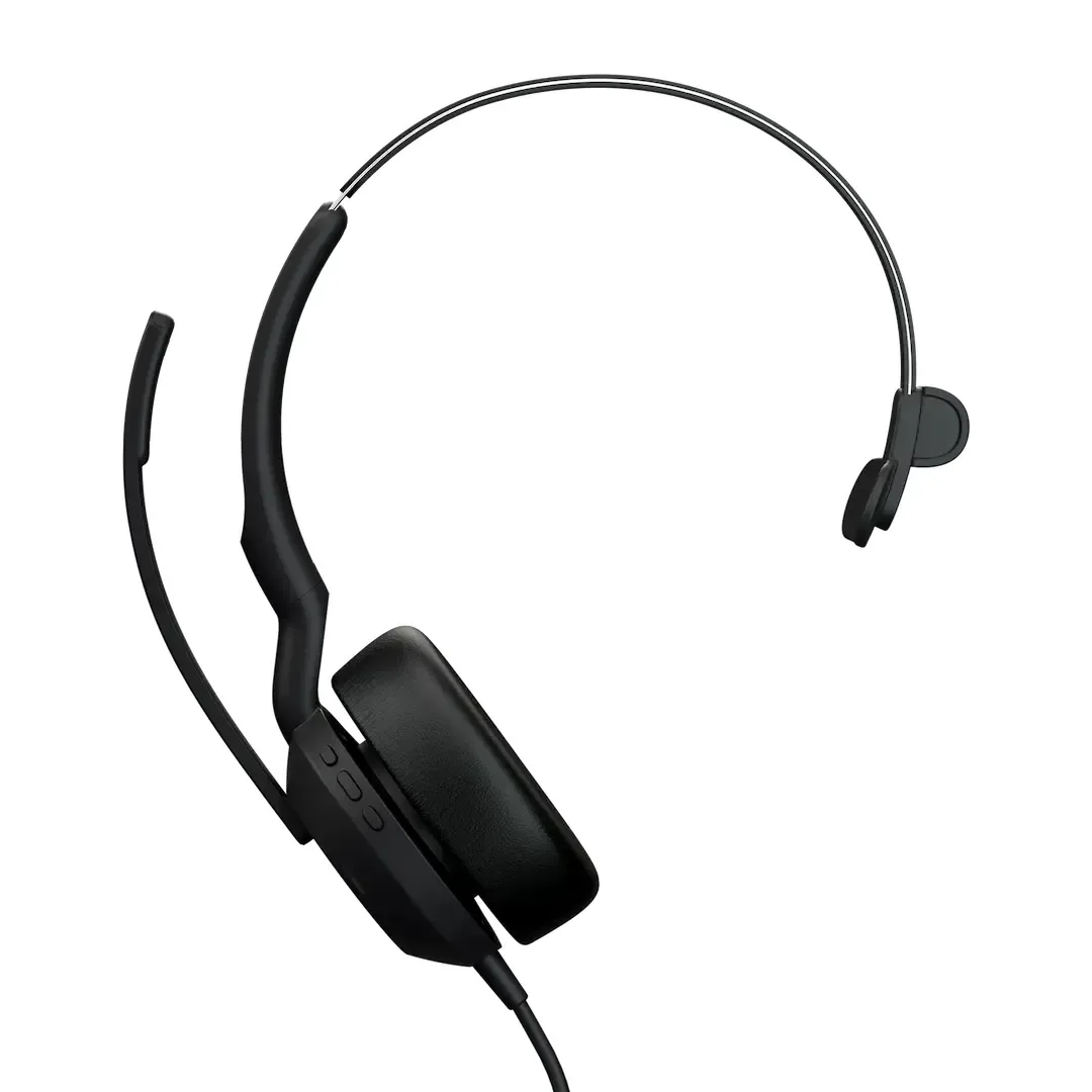 Jabra Evolve2 50 UC -langaton monokuuloke + USB-A/C-sovittimet, musta