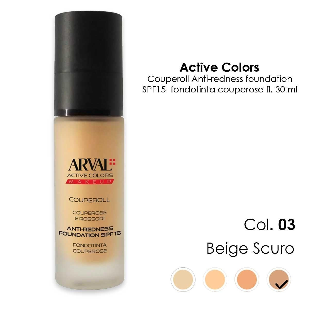 Arval Couperoll-Anti Redness Foundation Spf15 N 03-Couperosa ja punoitusta peittävä meikkivoide Beige Tumma-Fl 30Ml