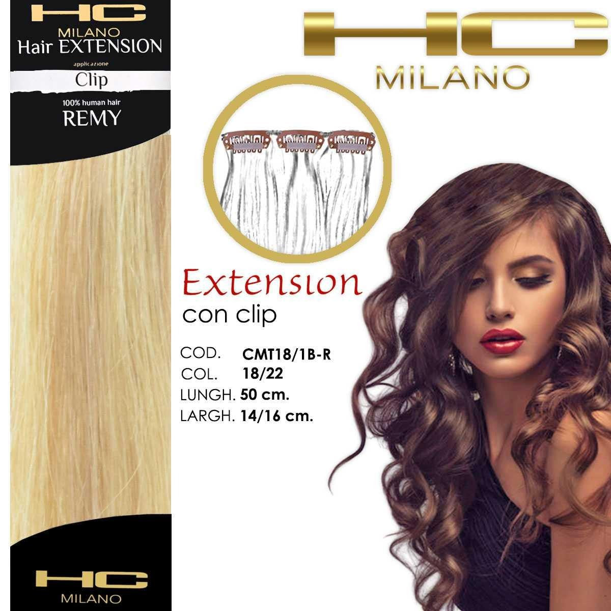 Hc milano pidennys 3 remy klipsiä leveys 14-16cm pituus 50cm col.18/22 mesciati vahvistin vaalentava/platina tuhka blondi 12/12a