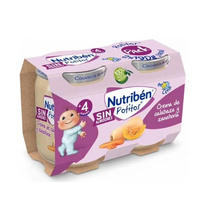 Kurpitsa-porkkanakerma purkissa Nutribén 2 x 190 g