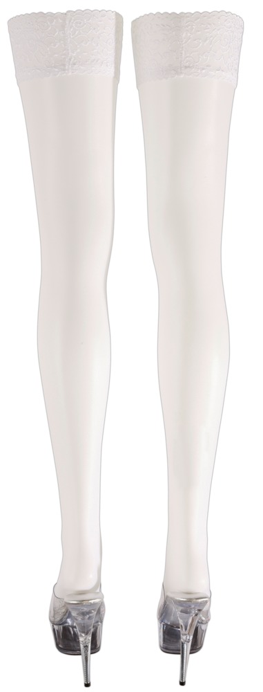 Cottelli Legwear Valkoiset Pitsiset Stay-Up Sukat – 17 Den, Silikonireunus