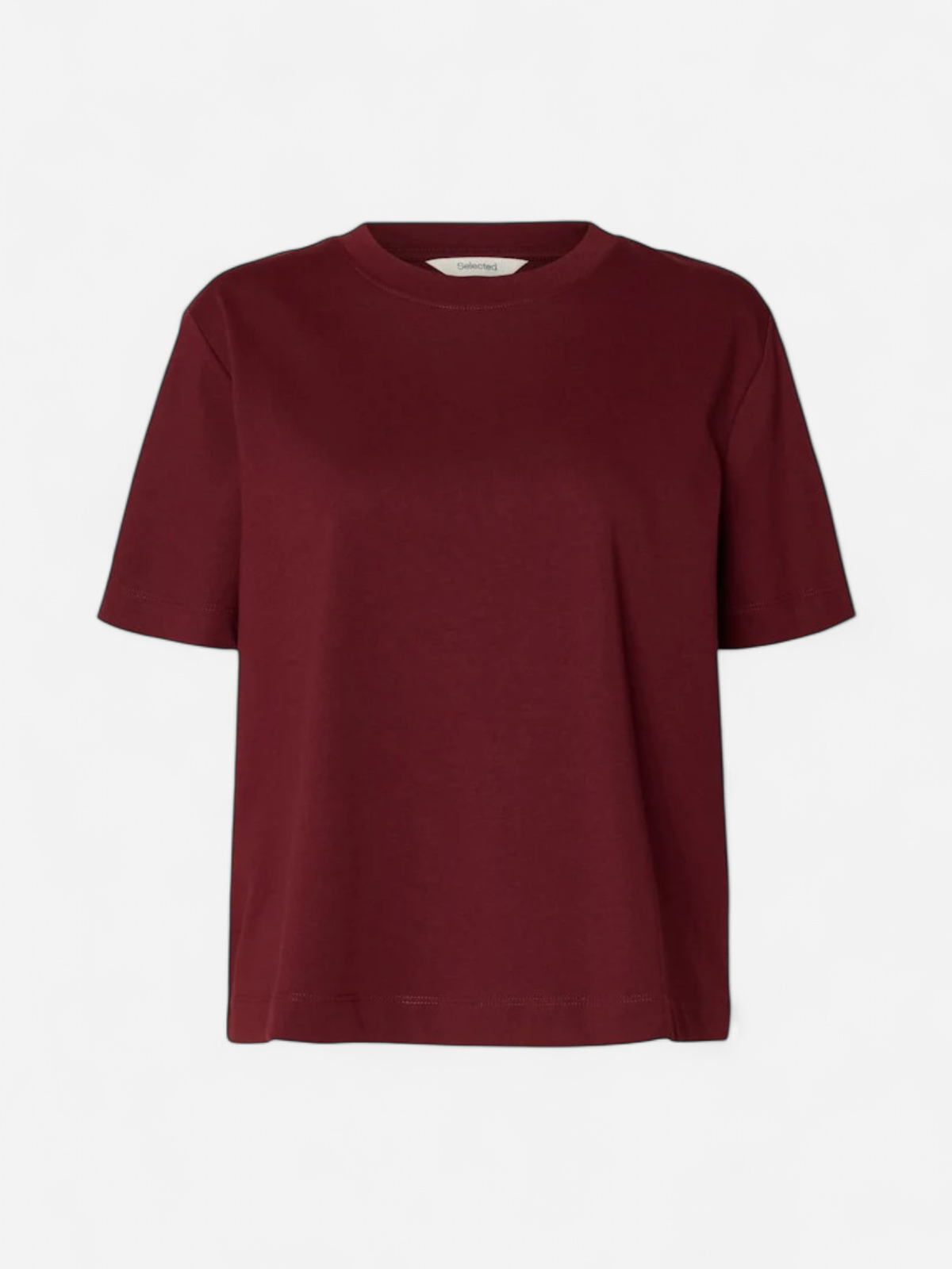 Selected Femme naisten T-paita Essential Boxy Tee, Tawny Port