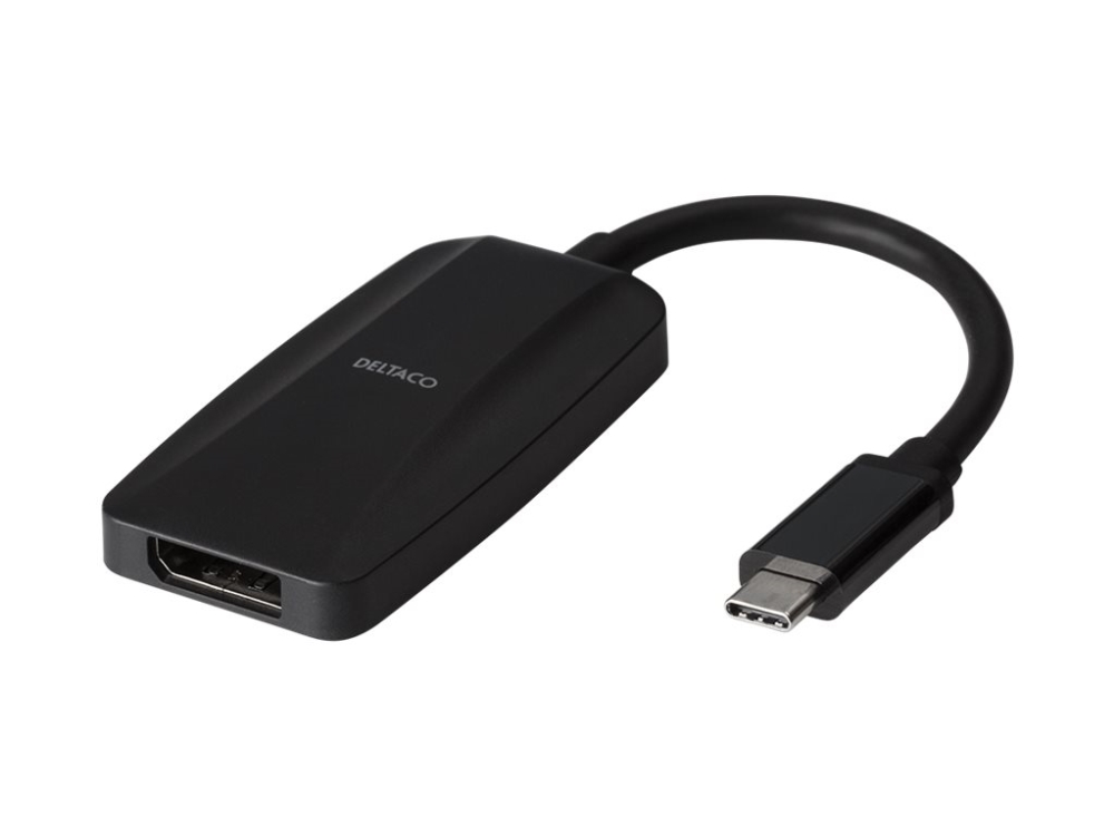 DELTACO - USB / DisplayPort-sovitin - USB-C (han) til DisplayPort (hun) - 8K30 Hz (7680 x 4320) tuki - lajittelu - lajittelu