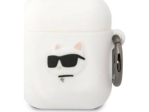 Karl Lagerfeld KLA2RUNCHH AirPods 1/2 cover white/white Silicone Choupette Head 3D