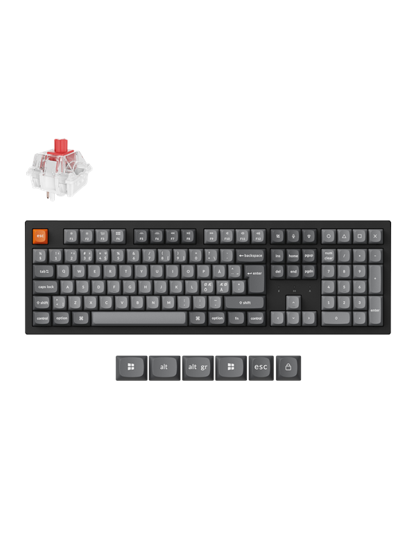 Keychron K10 MAX QMK/VIA Wireless Tri-Mode - Super Red - Pelinäppäimistö - Pohjoismainen - Musta