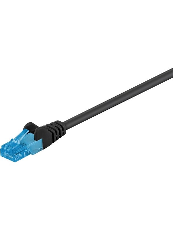 Goobay Patchkabel CAT 6A, U/UTP, svart kopparledare (CU), halogenfri kabelhölje (LSZH)