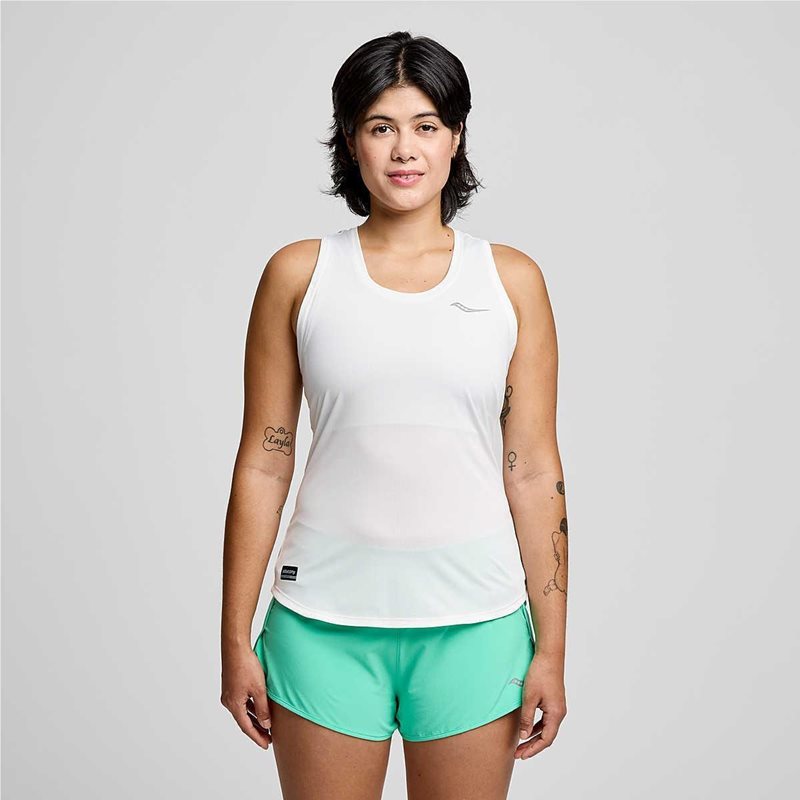 Saucony Stopwatch Singlet White - L