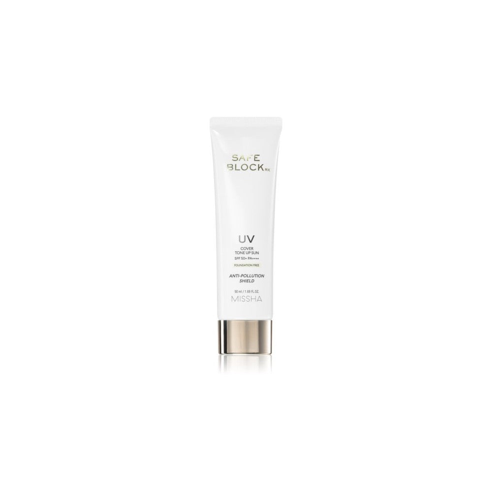 Missha Turvallinen lohko RX-kansi sävyttää mineraalien suojavoide kasvoille ja herkille alueille SPF 50+ Perustamaton 50 ml väriä