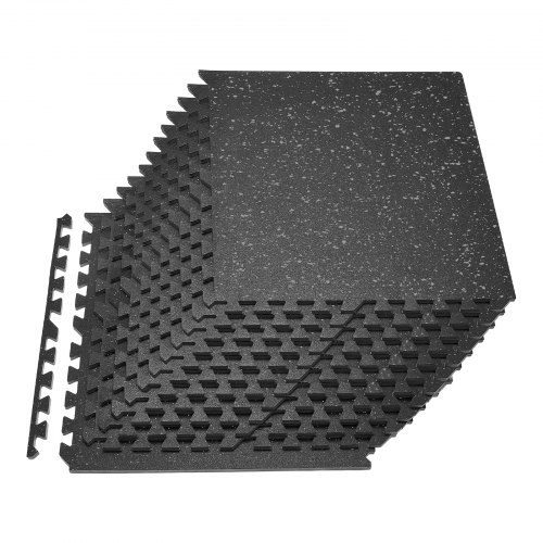 VEVOR Puzzle Exercise Mat, 24 PCS Fitness Equipment Mats, 610 x 610 x 14 mm, High-Density EVA Foam Mats Set, Interlocking Rubber Soft Tiles, Protective Floor Padding with Gray Dots for Home Gym Office