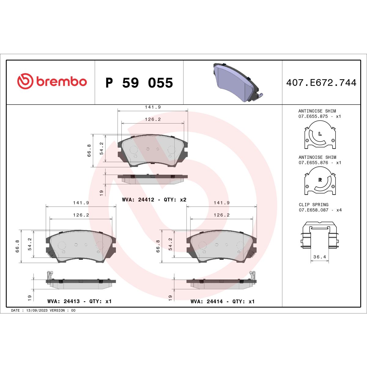 Jarrupalat, levyjarru BREMBO P 59 055X