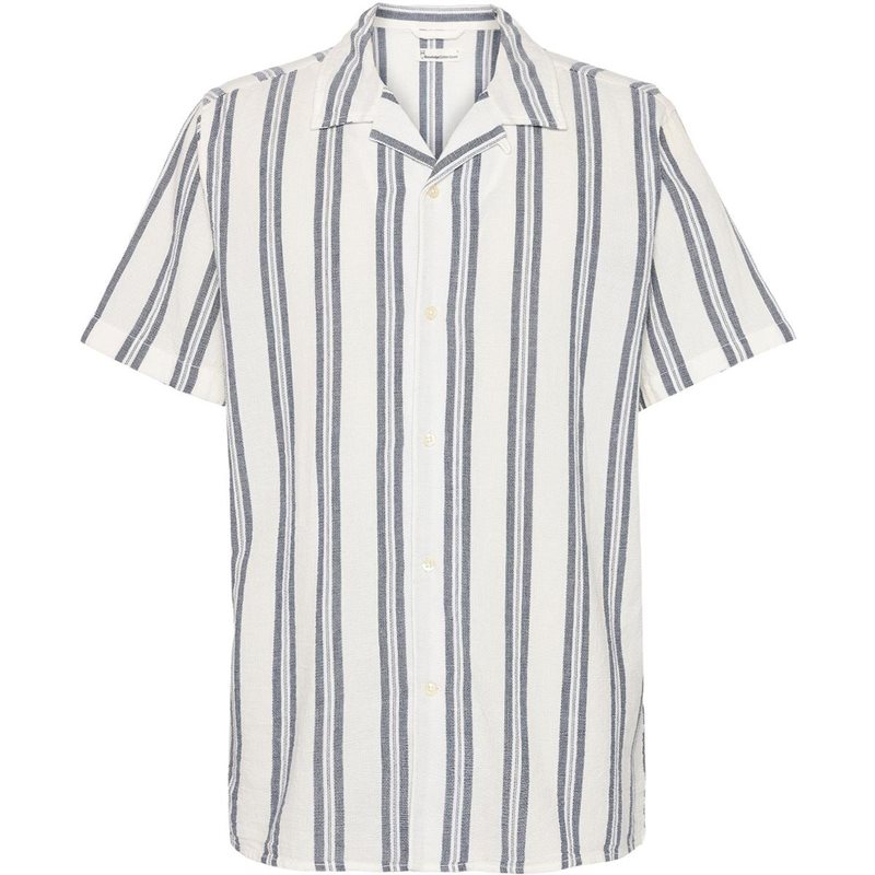 KnowledgeCotton Apparel Box Sl Striped Cotton Shirt Blue Stripe - S