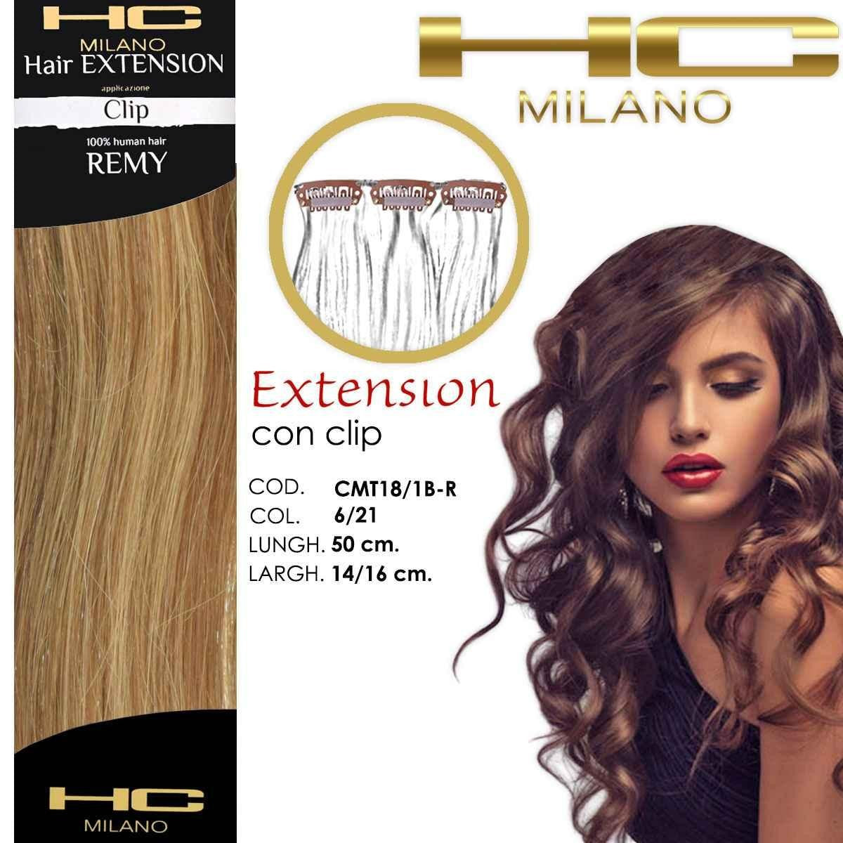 Hc milano pidennys 3 remy klipsiä leveys 14-16cm pituus 50cm col.6/21 sekoitettu tumma kultainen blondi/erittäin vaalea kirkas blondi 6,3/9,32
