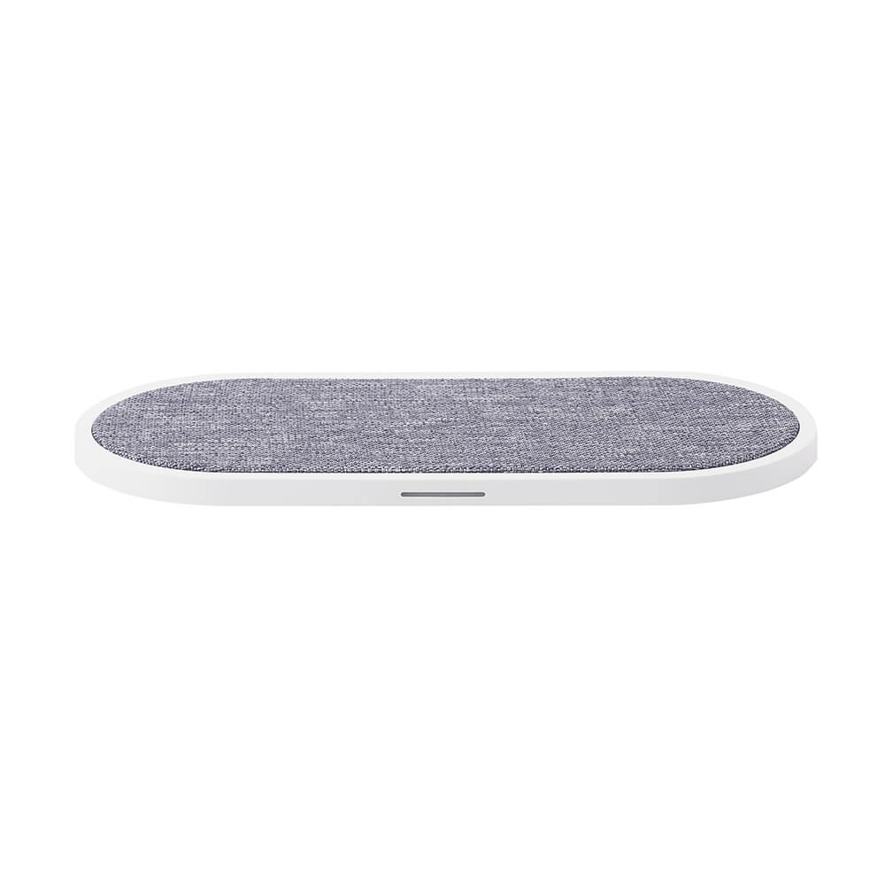 GEAR Wireless Dual QI Charger USB-C Port 2x10W White with Grey Textile