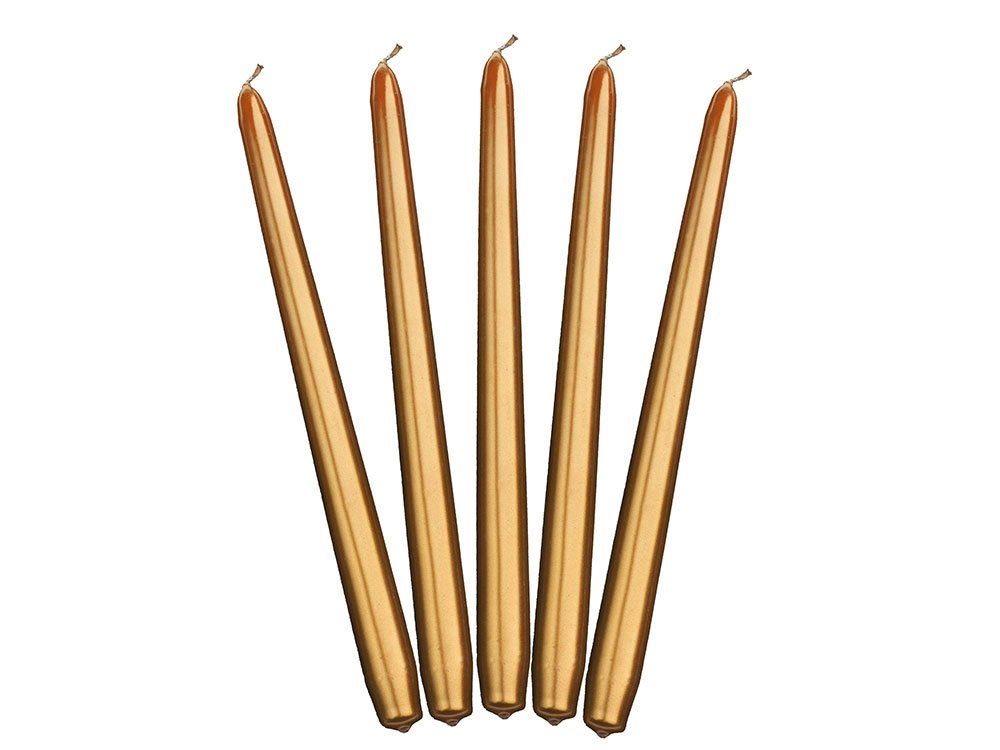 Kultaiset metallinhohtoiset kynttilät - 29cm, 10kpl