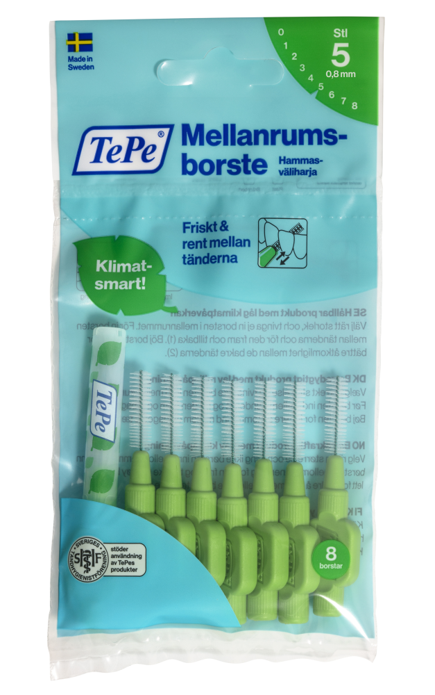 Tepe hammasväliharja 0,8mm vihreä 8 kpl m