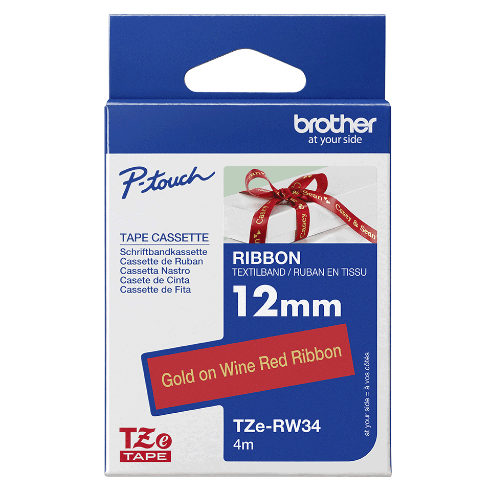 Brother Tape Kangas 12mm Tze-rw34 Kulta/kastanjanruskea