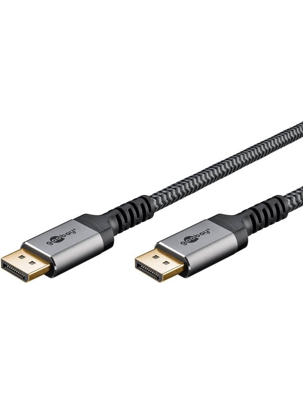 Goobay DisplayPort-kabel, DP 1.4, 1 m, Sharkskin Grey DisplayportTM plugg > DisplayportTM plugg