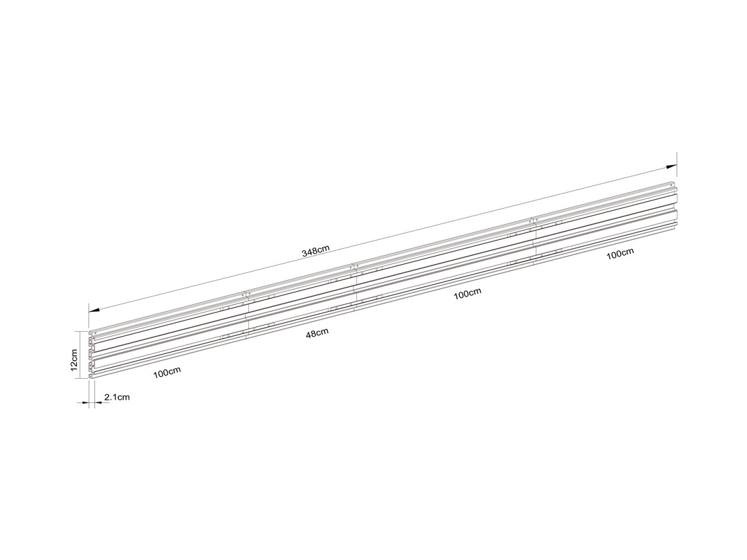 Multibrackets M Pro Series - Triple Screen Rail -kiinnityskisko 348 Cm, Musta