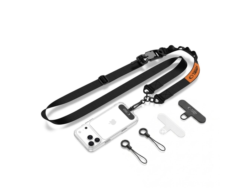 Tech-Protect C9S Rope Crossbody Phone Lanyard - Black and Orange