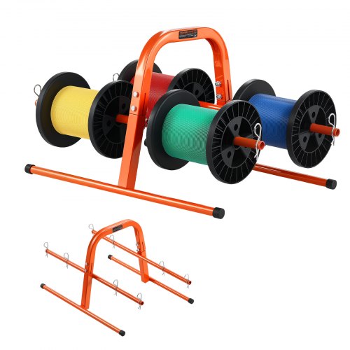 VEVOR Wire Spool Rack, 45 kg / 100 lbs Capacity, Smart Hand Caddy, Heavy-Duty Steel Wire Dispenser Holder for Up to 8 Spools, MAX 240 mm / 9.45 in Diameter, Easy Lift Design for Electrical Industrial and Retail Use