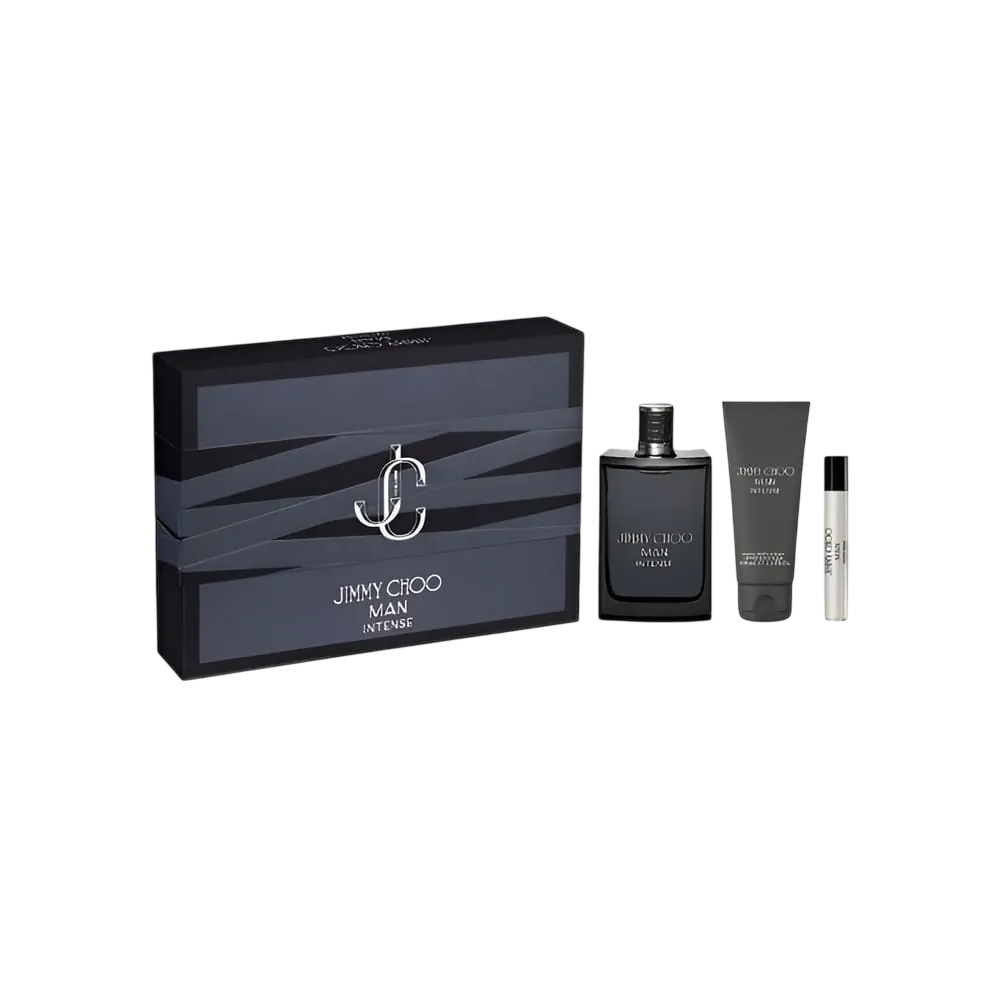 Setti Jimmy Choo: Man Intense, Eau De Toilette, miehille, 100 ml + Man Intense, Eau De Toilette, miehille, 7,5 ml + Man Intense, Suihkugeeli, 100 ml