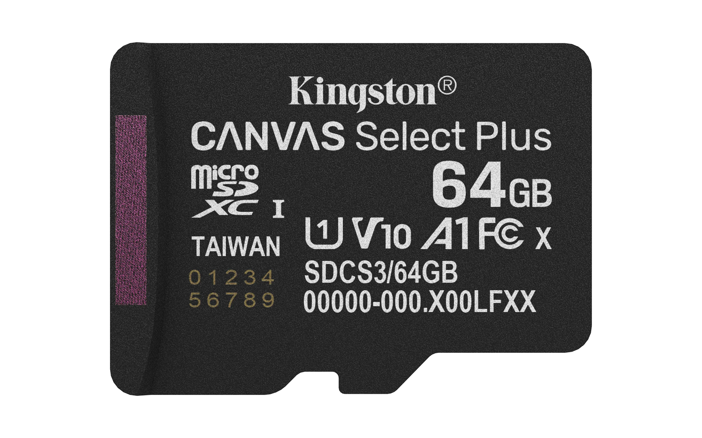 Kingston Canvas Select Plus 64 Gt MicroSDXC UHS-I U1 V10 A1 -muistikortti + SD-adapteri, musta