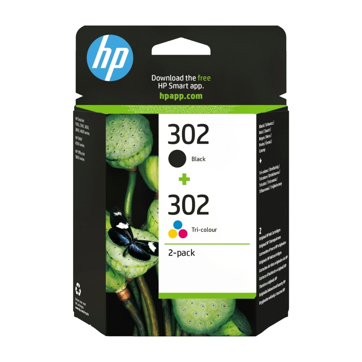 HP 302 -mustekasettipakkaus, 2 kpl