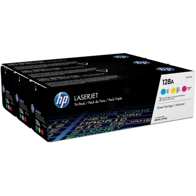HP 128A -laservärikasettipakkaus, syaani, magenta, keltainen, 3 kpl
