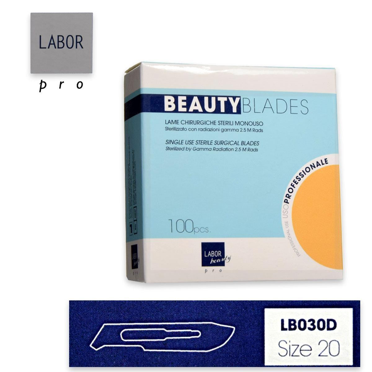 Steriloidut veitsenterät Beauty Blade 100 kappaleen pakkaus Koko 20