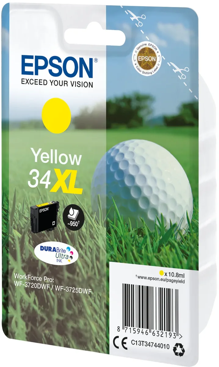 Epson 34XL-mustekasetti, 10.8 ml, keltainen