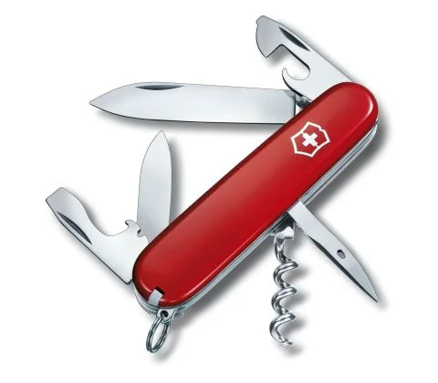 Victorinox Spartan, Taittoveitsi, Monityökaluveitsi, Clip point -terä, Ruostumaton teräs, ABS-synteettinen, Punainen, Hopea