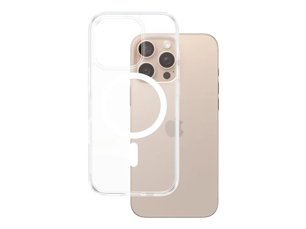 PanzerGlass ® HardCase Transparent w. White MagSafe iPhone 16 Pro Max, Suojus, Apple, Apple - iPhone 16 Pro Max, Läpinäkyvä