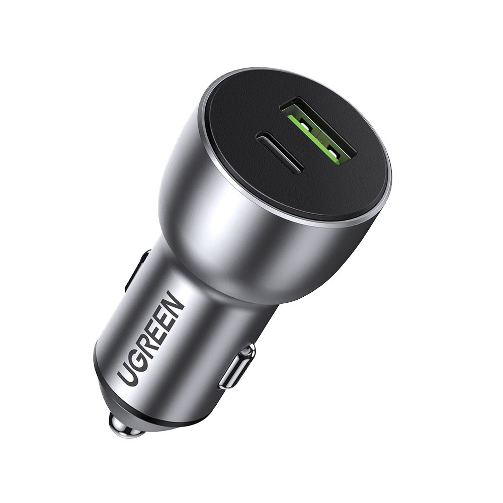 USB- ja USB-C QC 3.0 PD -autolaturi 36 W 3 A harmaa