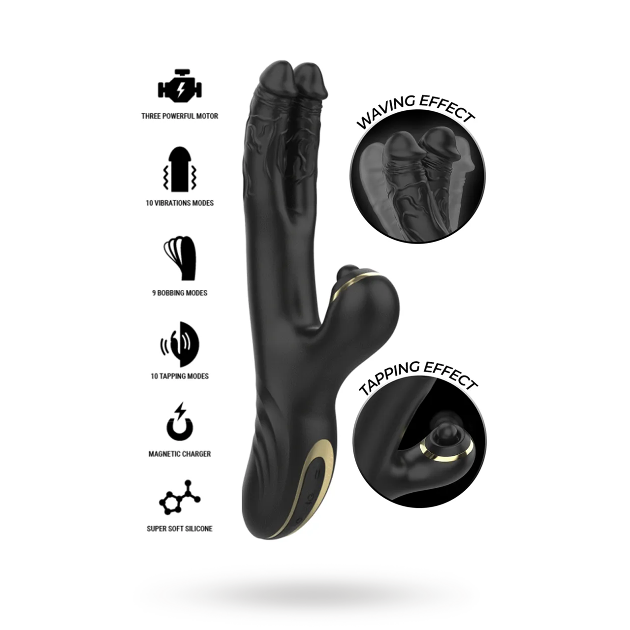 Ibiza Two Dragons Double Vibrator Black Jänisvibraattori