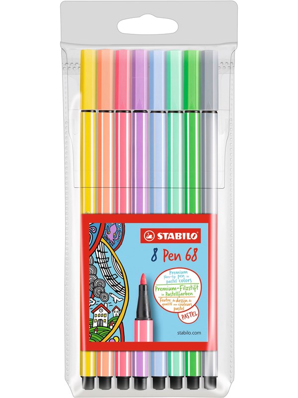 Ritpennor Fiberpenna STABILO Pen 68, 8/fp pastell