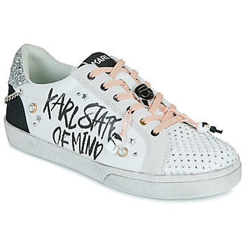 KARL LAGERFELD JEANS Matalavartiset tennarit 'Skool State Of Mind' musta / hopea / helmenvalkoinen / offwhite