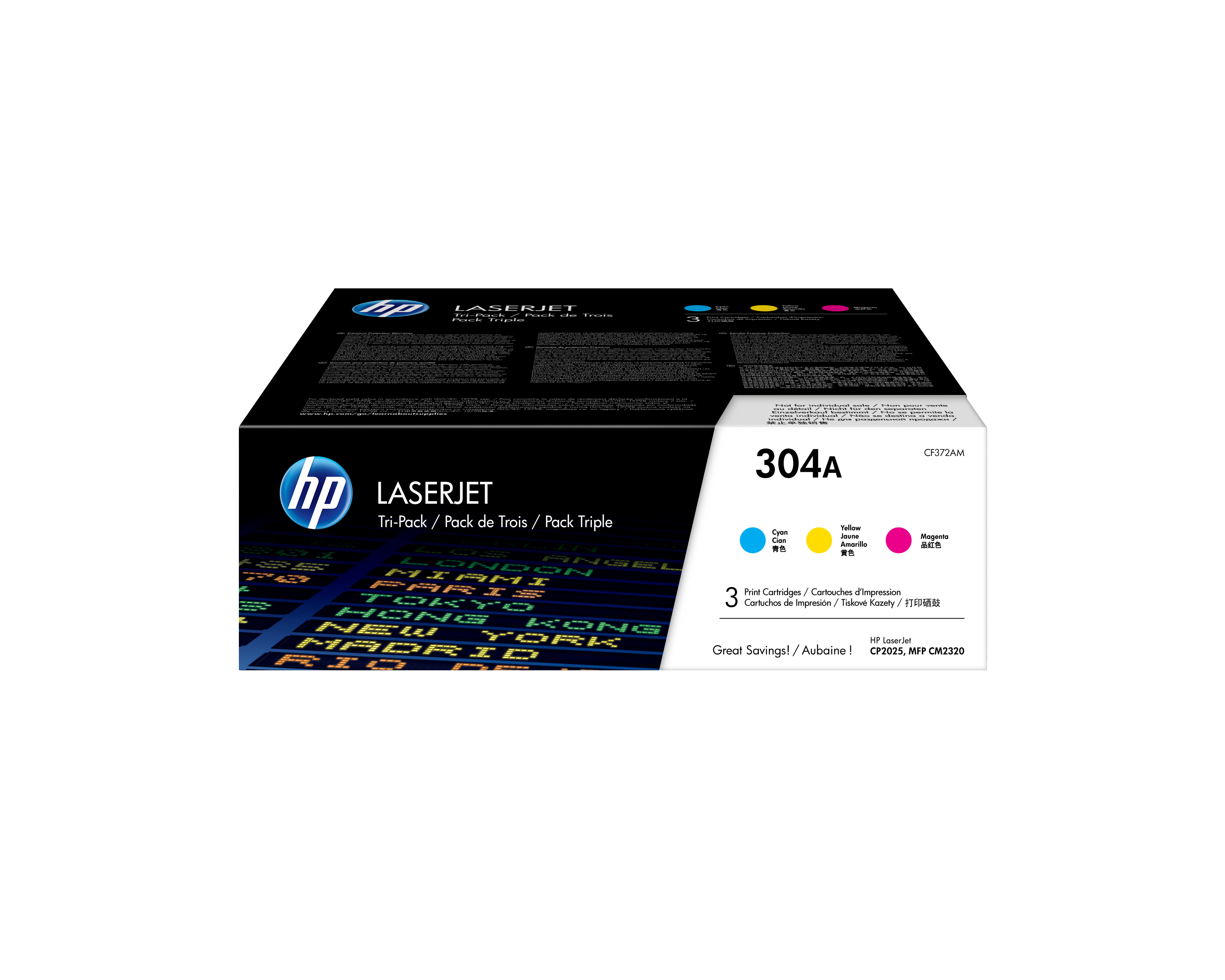 HP 304A CF372AM-laservärikasettipakkaus, cyaani, magenta, keltainen, 3 kpl