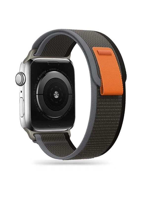 Tech Protect Nailonhihna Apple 4/5/6/7/8/8/8/SE/ULTRA älykellolle, musta, 42/44/45/49mm