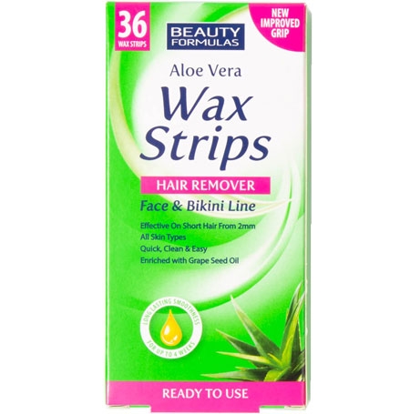 Beauty Formulas Aloe Vera Bikini Line Wax Strips - 36 kpl