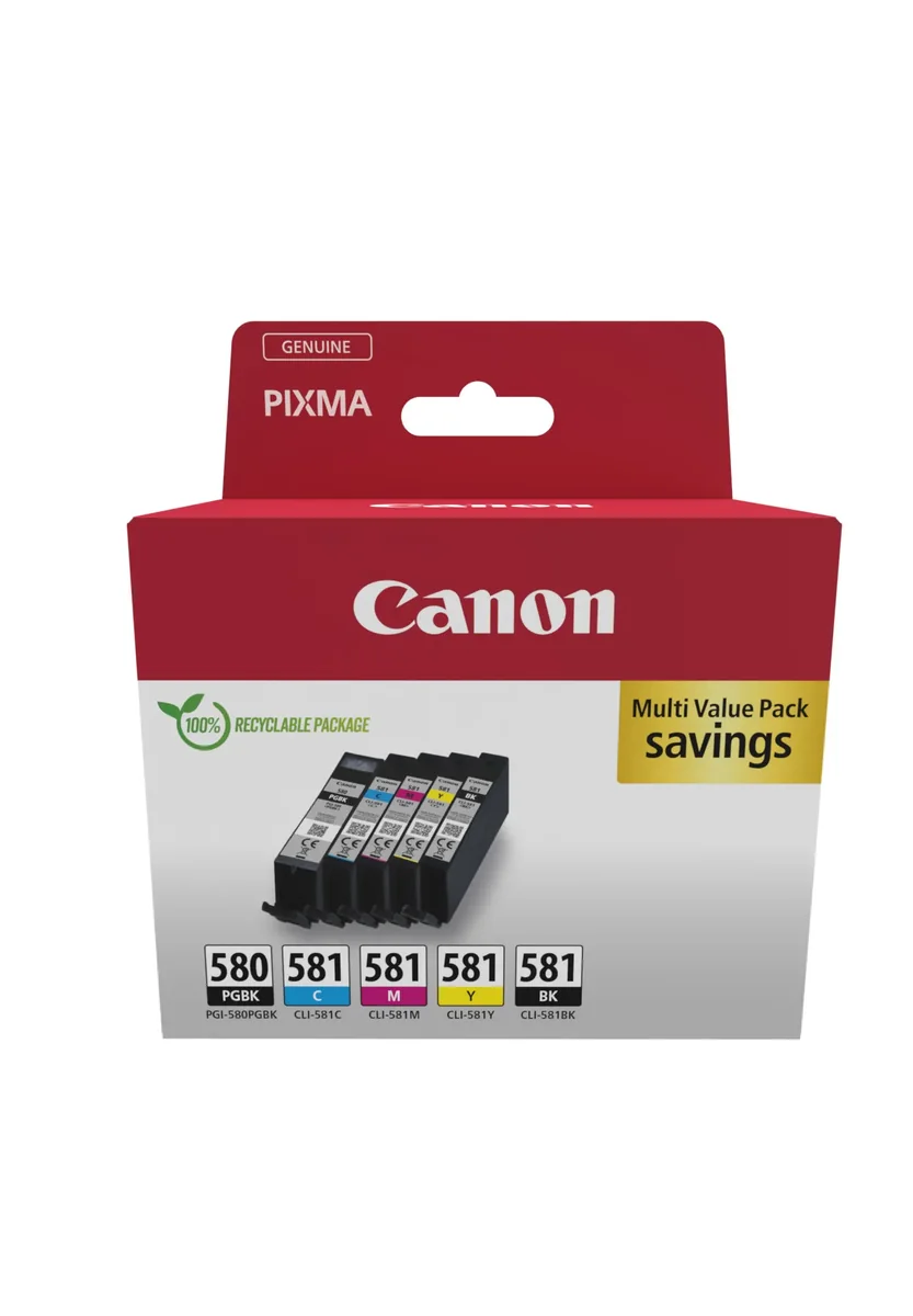Canon PGI-580BK/CLI-581-mustekasettipakkaus, monivärinen, 5 kpl