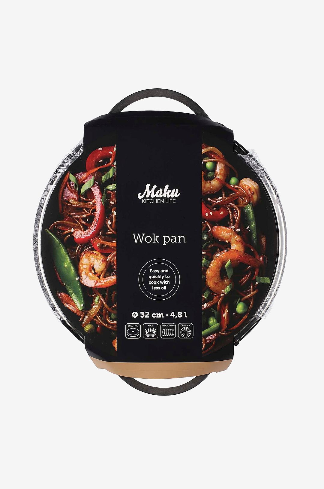 Wok-pannu 32 cm valualumiinia