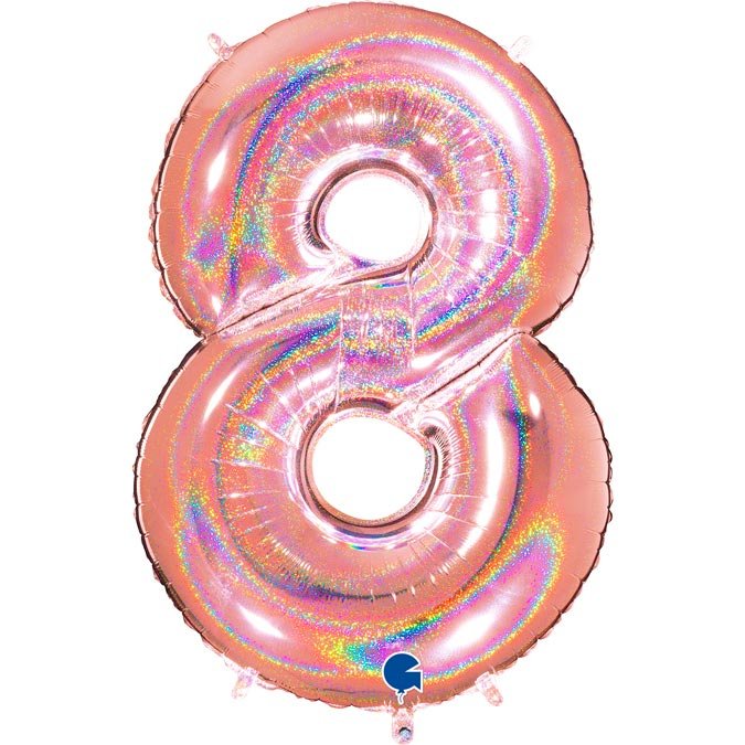 Isot numerofoliopallot, ruusukulta-hologrammi, 100cm-8