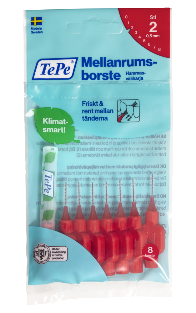 Tepe Hammasväliharja 0,5mm punainen 8 kpl