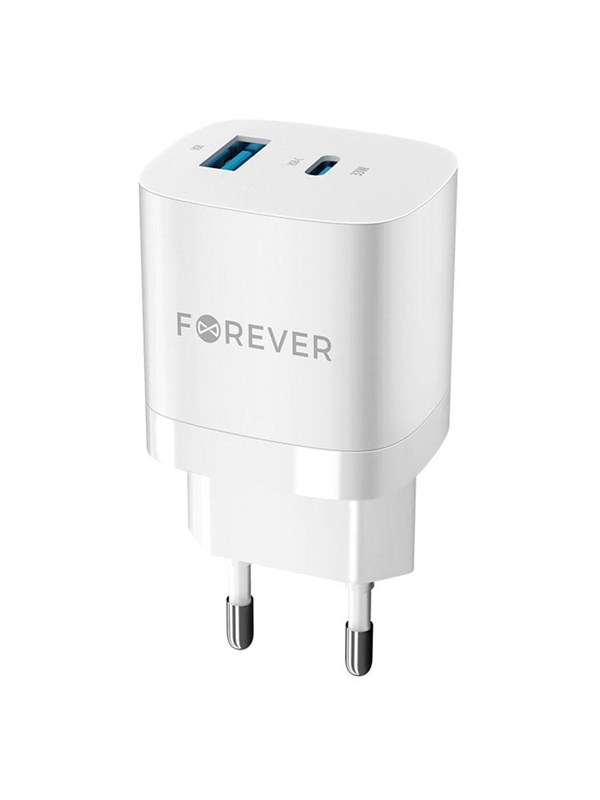 Forever TC-05 GaN PD QC pikalaturi 1 x USB-C + 1 x USB 33W