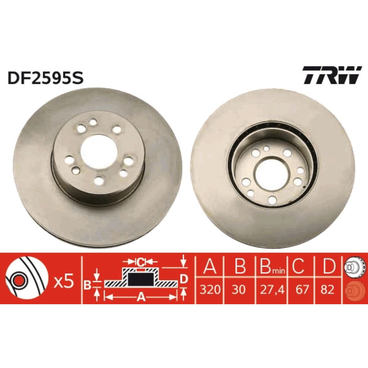 Jarrulevy TRW DF2595S