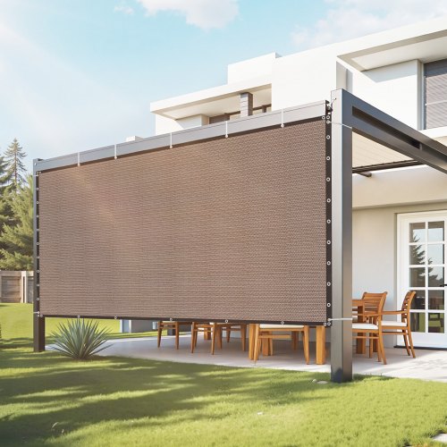 VEVOR 90% Sun Shade Cloth, 10 x 12 ft Pergola Shade Cover with Stainless Steel Grommets, Sun Shades Canopy Privacy Screen with 140 GSM HDPE Material, for Outdoor, Patio, Garden, and Backyard (Brown)