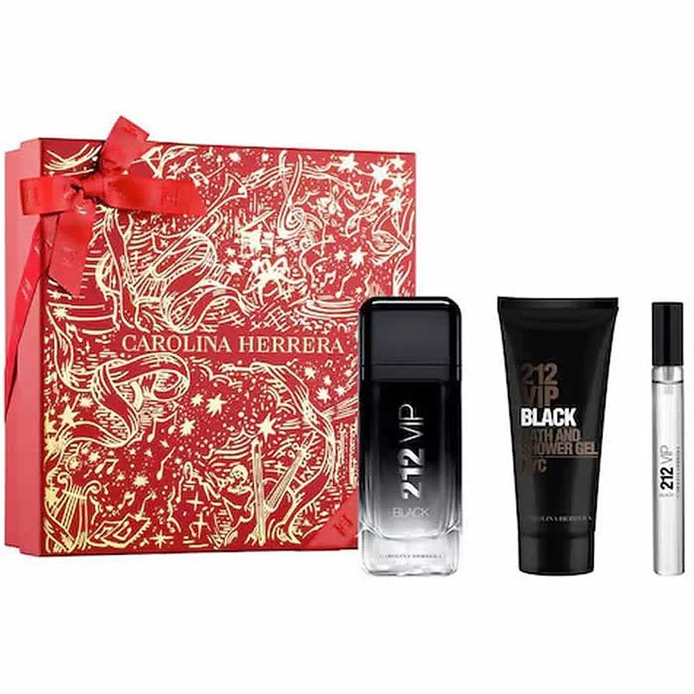 Carolina Herrera 212 Vip Black Men Eau De Perfume Spray 100ml Set 3 kappaletta