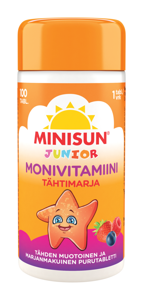 Minisun Multivitamin Junior Tähtimarja 100 purutabl