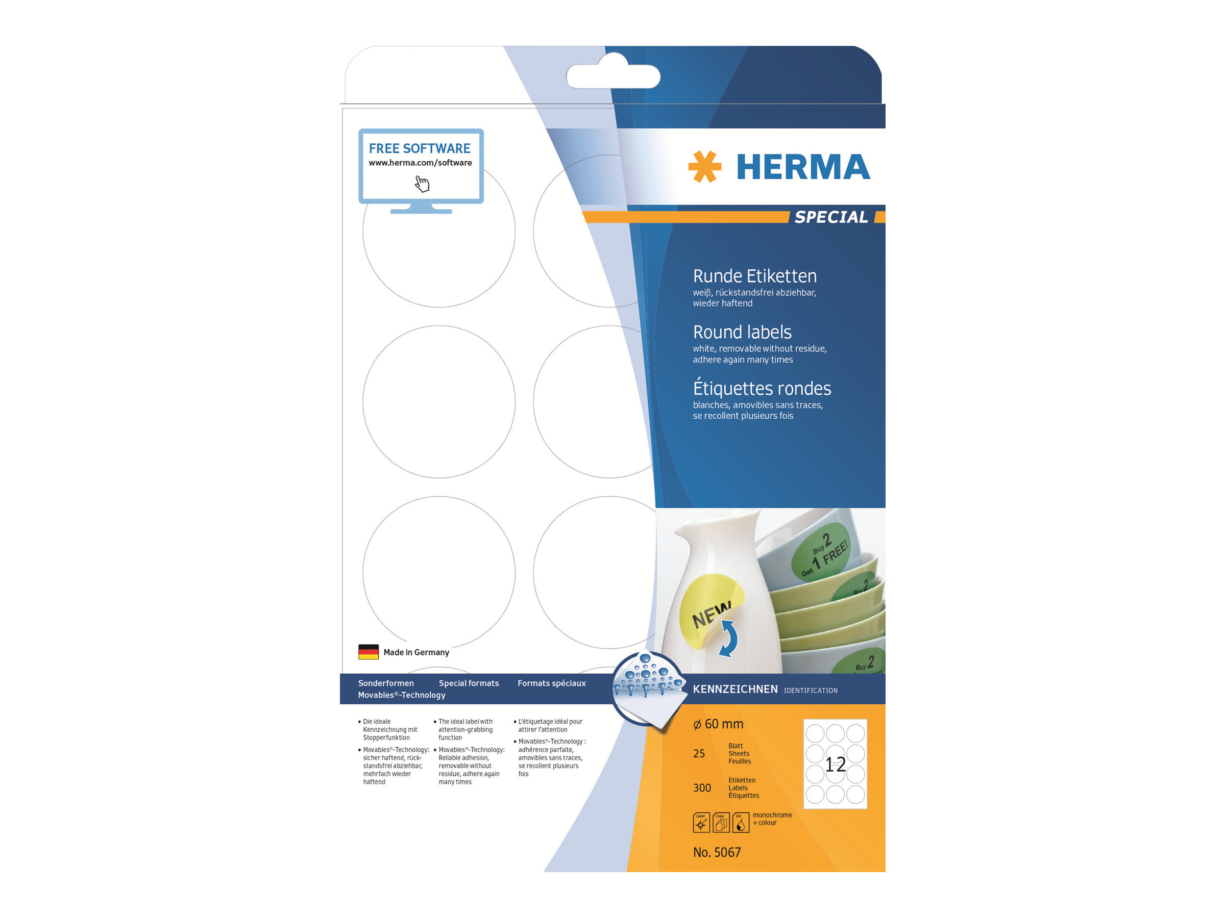 Herma label removable ø60 (300)